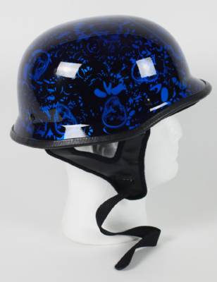 103BYB - DOT German BoneYard Blue Motorcycle Helmet