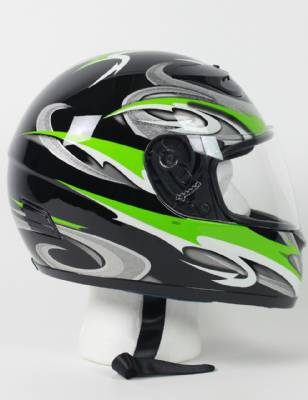 RZ80GG - DOT Full Face Green Graphic Motorcycle Helmet